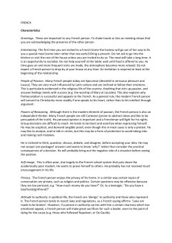 FRENCH Characteristics Greetings. These are important to any