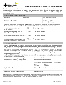 Consent for Pneumococcal Polysaccharide Immunization Form