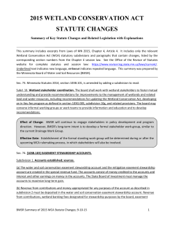 2015 Wetland Conservation Act Statute Changes