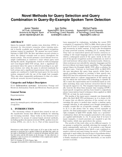 Novel Methods for Query Selection and Query