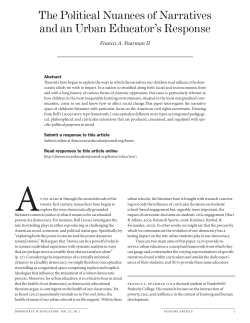 The Political Nuances of Narratives and an Urban Educator`s