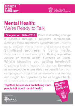 Mental Health: We`re Ready to Talk - Wellbeing