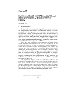 Parallel Trade in Pharmaceuticals