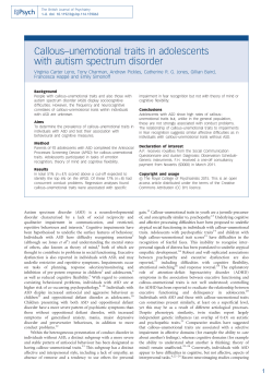 Callous&ndash;unemotional traits in adolescents with autism spectrum