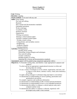 2010 Honors English 12 Curriculum Map