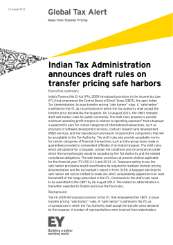 Indian Tax Administration announces draft rules on transfer