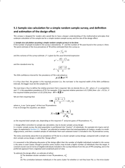 5.1 Sample size calculation for a simple random sample survey, and