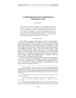 A COMPARATIVE FAULT DEFENSE IN CONTRACT LAW