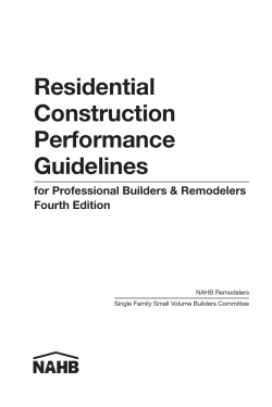 Residential Construction Performance Guidelines