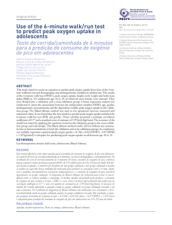 Use of the 6-minute walk/run test to predict peak oxygen uptake in
