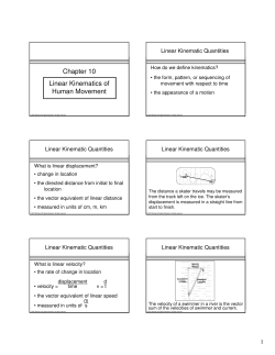 Chapter 10 Linear Kinematics of Human Movement