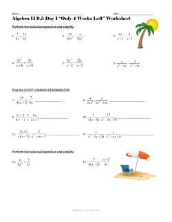 Algebra II 9.5 Day 1 &ldquo;Only 4 Weeks Left&rdquo; Worksheet