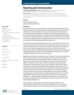 ACR IT Reference Guide: Reporting and Communication
