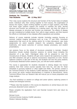 Anatomy for Transition year- Application Form 2017
