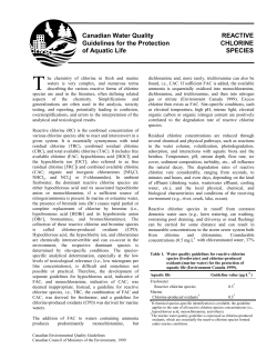 Reactive Chlorine Species - Canadian Environmental Quality