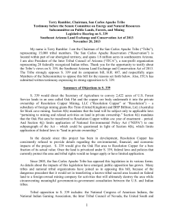 Oak Flat - S339 Testimony - US Senate Committee on Energy and