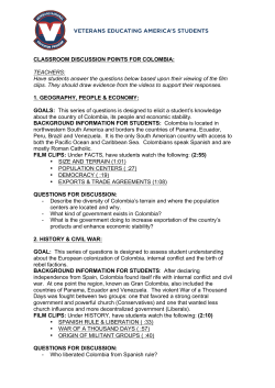 CLASSROOM DISCUSSION POINTS FOR COLOMBIA: TEACHERS