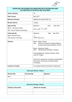 Extubation Intubation 2016 - Our Lady`s Children`s Hospital, Crumlin