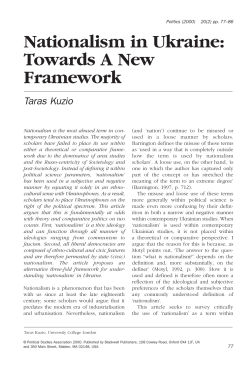 Nationalism in Ukraine: Towards A New Framework