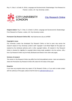 Language and Socioeconomic Disadvantage