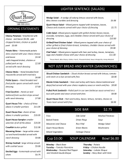 LIGHTER SENTENCE (SALADS) NOT JUST BREAD AND WATER