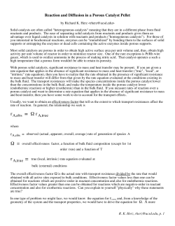 Reaction and Diffusion in a Porous Catalyst Pellet