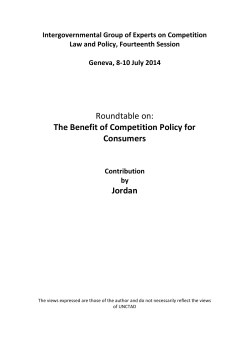The Benefit of Competition Policy for Consumers , Jordan