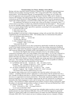 Parameterizing Case Theory: Raising verbs in Bantu Raising