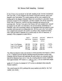 Mt. Skinner Bulk Sampling - Summary