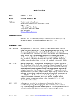 Curriculum Vitae - hslic - The University of New Mexico