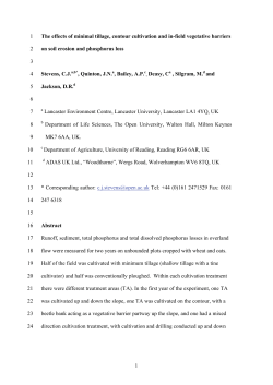 The effects of minimal tillage, contour cultivation