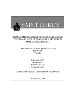 Sermon - St. Luke in the Fields