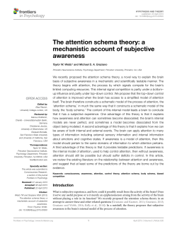 The attention schema theory: a mechanistic account of subjective
