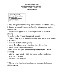 2016-2017 Roberts School Supply Lists