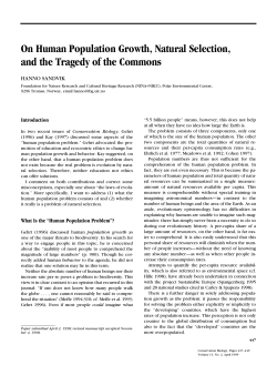 On Human Population Growth, Natural Selection, and the Tragedy of