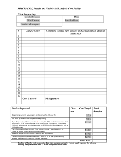 MMCRI/CMM, Protein and Nucleic Acid Analysis Core Facility DNA