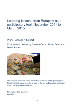 Learning lessons from Rufopoly as a participatory tool