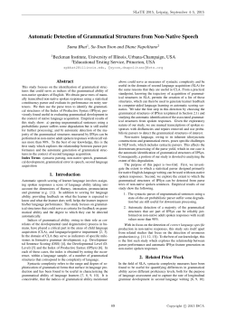 Automatic Detection of Grammatical Structures from