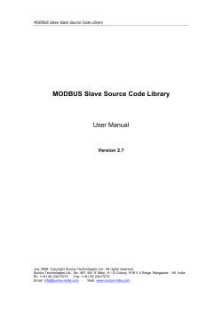 MODBUS Slave Source Code Library