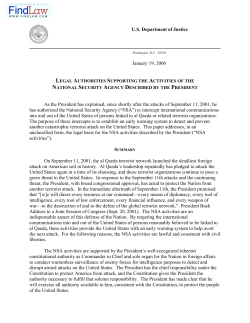 DOJ White Paper on NSA Legal Authorities