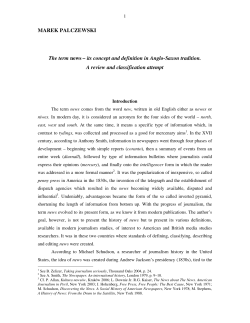 MAREK PALCZEWSKI The term news – its concept and definition in