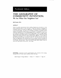 Presidential Address THE GEOGRAPHY OF COMMUNITY INTENTION