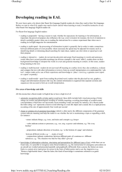 Developing reading in EAL