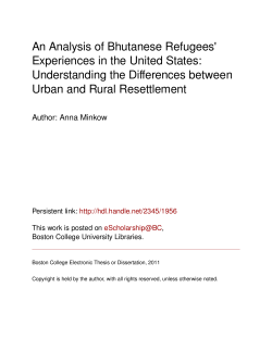An Analysis of Bhutanese Refugees` Experiences in the United States