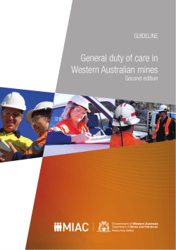 General duty of care in Western Australian mines &ndash; guideline