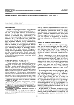 Mother-to-Child Transmission of Human Immunodeficiency Virus