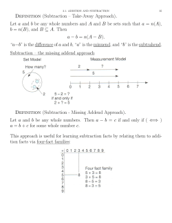 Definition (Subtraction – Take-Away Approach). Let a and b be any