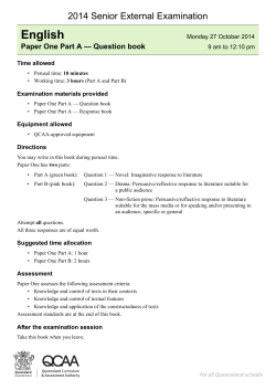 Paper One Part A &mdash; Question book