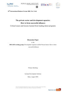 The private sector and development agencies: How to form
