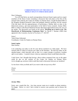 CORRESPONDANCE ON THE ISSUE OF MEDIAN SPLIT IN